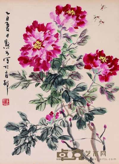 金默如.花鸟 55cm×40cm.约2平尺