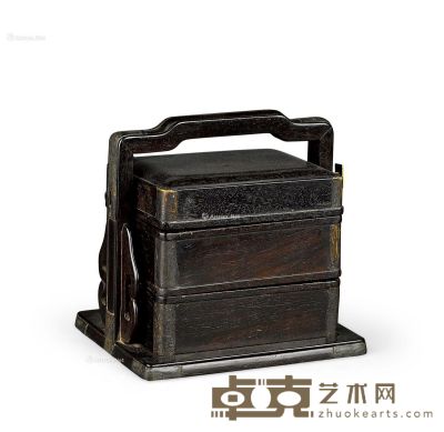 清早期 紫檀小提盒 14.5×12×15cm
