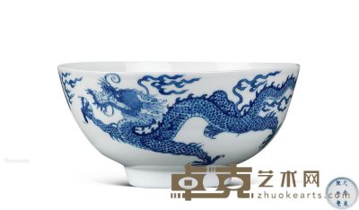 清康熙 青花龙纹碗 直径16.5cm