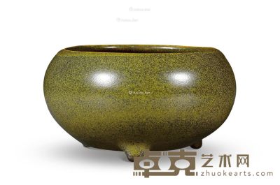 清乾隆 茶叶末釉三足炉 直径12cm