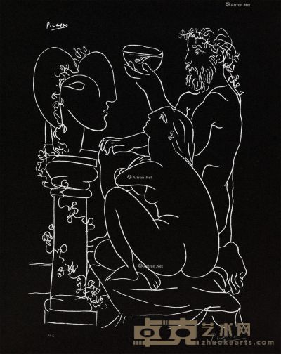 毕加索 雕塑家模特与雕塑 50.5×40.5cm