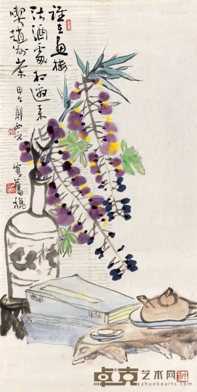 郭西元 紫藤清供图 100.5×50.5cm