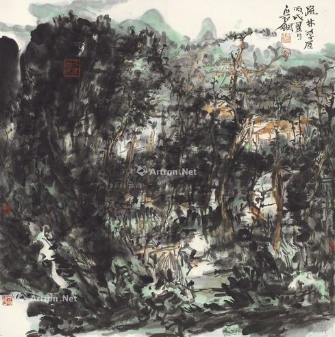 熊红钢 疏林茅屋