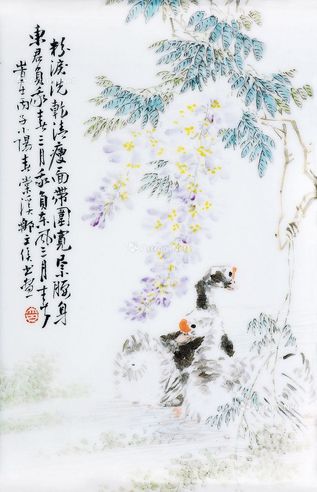 邹文侯 近代 釉上彩花鸟册页