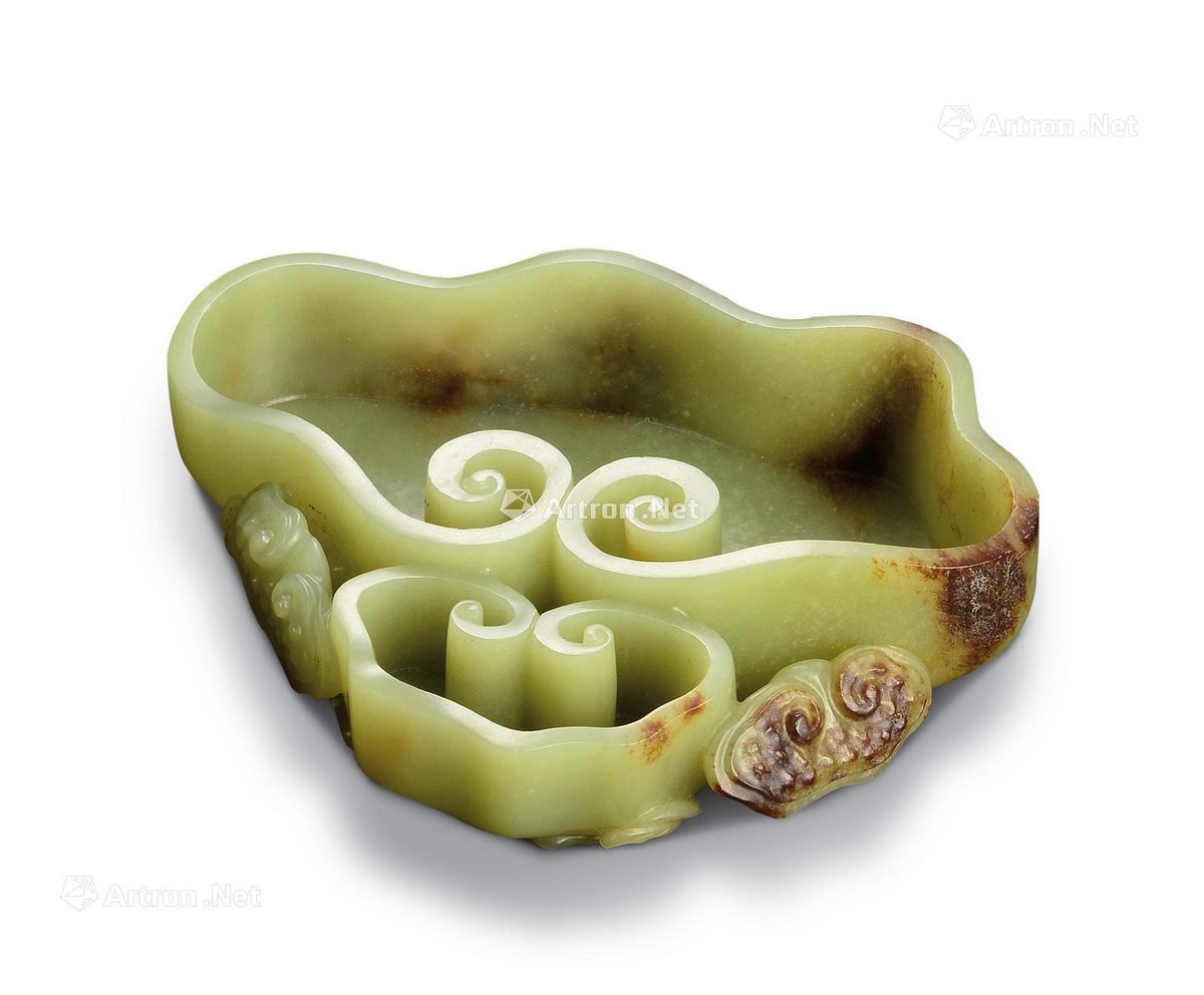 黄玉灵芝形笔洗 长14.7cm