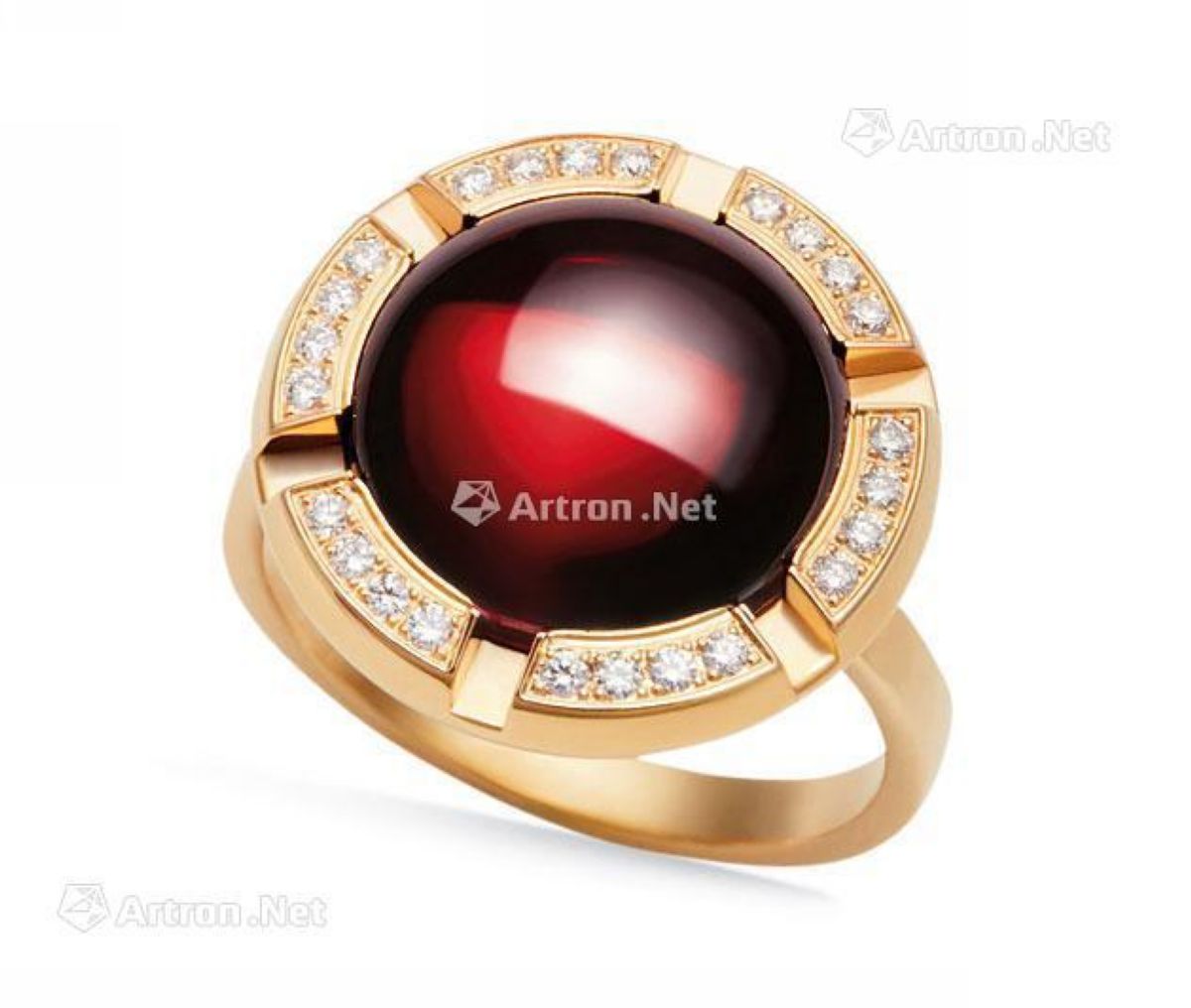 尚美 CHAUMET,石榴石配钻石戒指