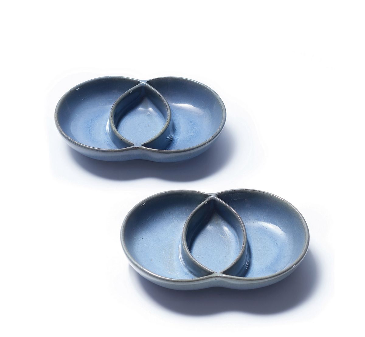 清早期 宜钧釉连环式笔舔 (一对) 长11cm