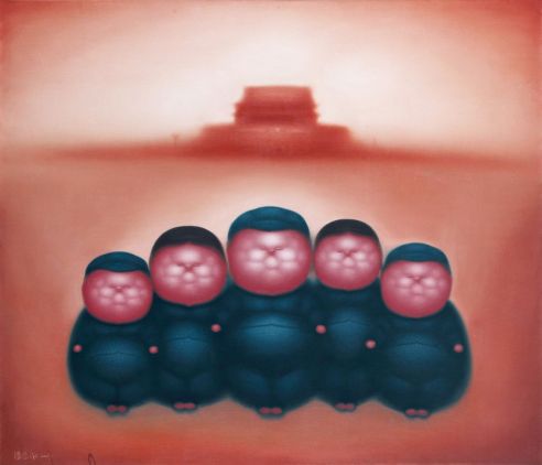潘德海 2001年作 胖子系列：天安门 布面油画