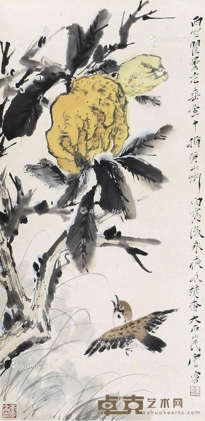 唐云 花鸟 69×34cm