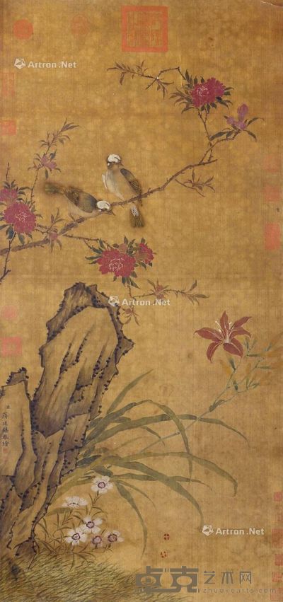 蒋廷锡 花鸟 103×49cm