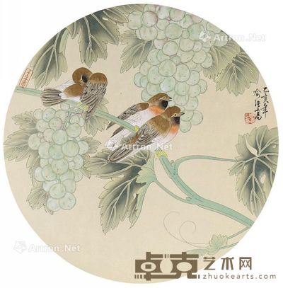 喻继高 花鸟 Φ40cm
