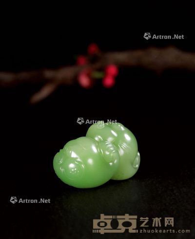 殷小金 和田玉翠青富贵有余 4.2×2.4×2.0cm;重32g