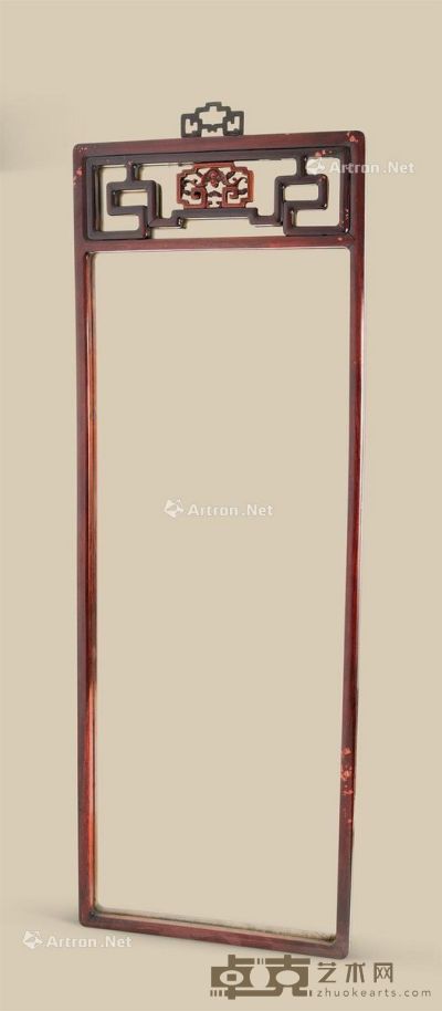 红木蝠纹挂镜 长43.5cm；高122cm