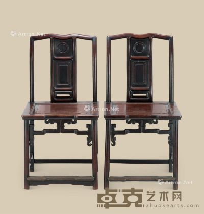 清代 红木椅 （一对） 长49cm；高96cm