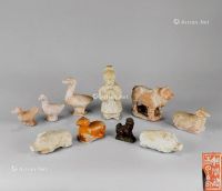 汉代 各式彩陶动物人物 （十件一组）