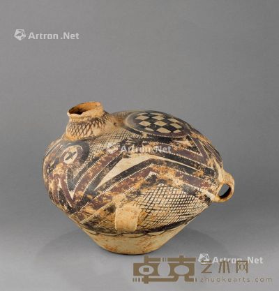 马家窑文化 彩陶三耳壶 高28.5cm