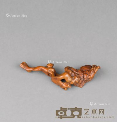 清中期 黄杨木随形灵芝笔架 长10.1cm