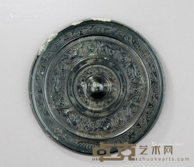 汉代 龙虎纹铜镜 直径17cm