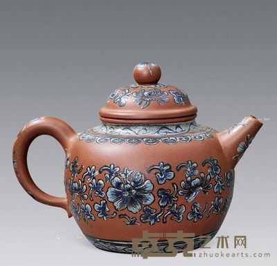 “王明瑞”款蓝彩紫砂壶 17cm;11.5cm;13cm