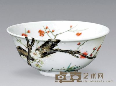 民国 粉彩过墙桃花纹碗 高5cm;径11.6cm