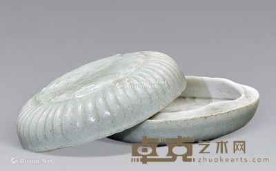 元代 影青印花花卉纹小粉盒 径5.8cm