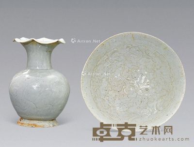 元代 青白釉瓶、碗 (一组) --