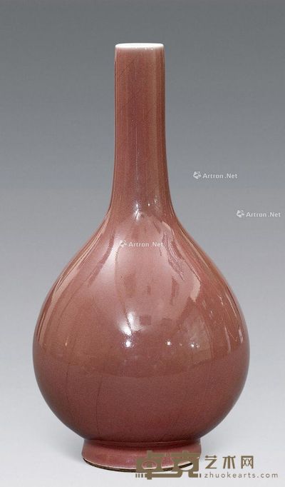 红釉长颈瓶 高24.2cm