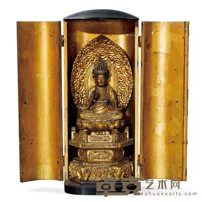 清代 漆金木雕佛龛 (一套) 高30.5cm