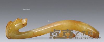 明代 黄色沁白玉龙钩 8cm;1.8cm;1.5cm