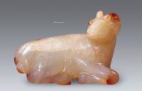 清中期 红皮玛瑙巧雕卧羊