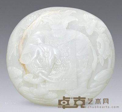清中期 白玉太平有象瓦子 13.4cm;12.1cm