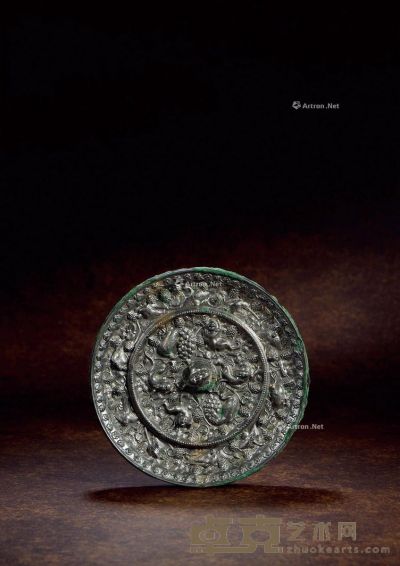 唐 青铜海兽葡萄镜 直径18cm