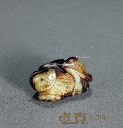 元 鸳鸯戏莲玉珮 高3.2cm；长4.5cm
