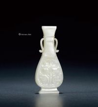 清中期 白玉雕兽面纹瓶