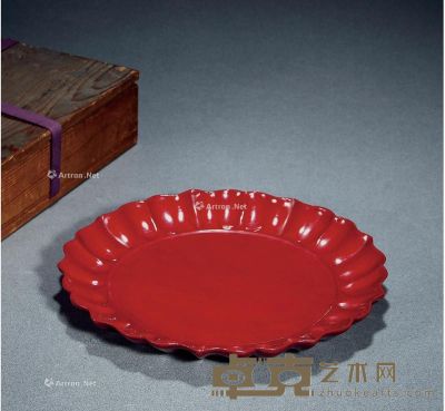 宋-元 红漆葵纹盘 高2.6cm；直径25cm