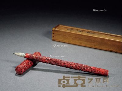 明 剔红松竹梅纹毛笔 长24.2cm