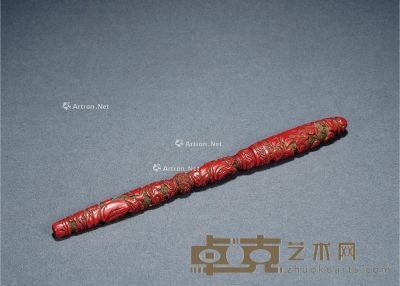 明 剔红八仙祝寿图毛笔 长23.8cm