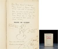 1943年6月23作 圣·埃克絮佩里 “在中国上空”的小王子画作，及《战争飞行员》签赠本
