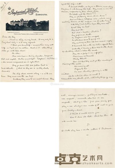 1928年8月8日作 柯南·道尔 致儿子家书 19×13cm×2