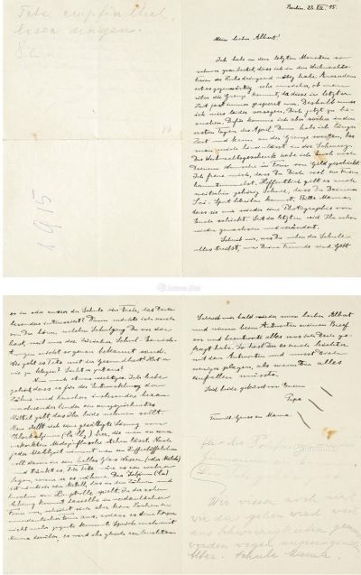 1915年12月23日作 爱因斯坦 致长子汉斯圣诞家书