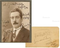 1907年2月19日作 普契尼 签名照及《波西米亚人》引用谱