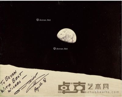 1968年作 阿波罗八号宇航员安德斯 签名“地出”照 50.5×40.5cm