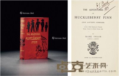 1884年作 马克·吐温 初版《哈克贝利·费恩历险记》 18.6×12.4cm