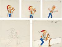 小丑社 《尼尔斯骑鹅旅行记》动画线稿及赛璐璐片六帧