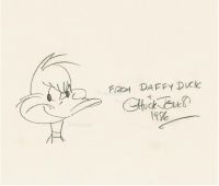 1986年作 签名手绘达菲鸭（Daffy Duck） 纸本 铅笔线描