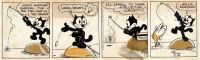 1960年作 《菲利克斯猫（Felix the Cat）》签名四格漫画原稿 纸本 水墨线描