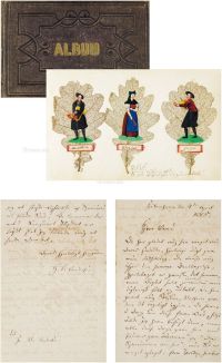 1852至1858年、1865年4月4日作 安徒生等 致约瑟芙·图坦因小姐诗画册及安徒生亲笔信一通