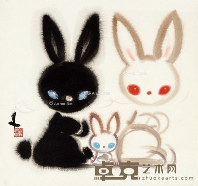 韩美林 三兔图 33×35cm