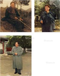 1954年作 毛泽东 大幅在杭州彩色照三帧