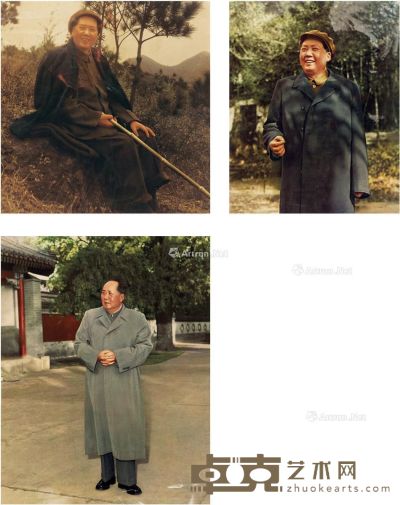 1954年作 毛泽东 大幅在杭州彩色照三帧 45×35cm；47×37cm；49×39cm